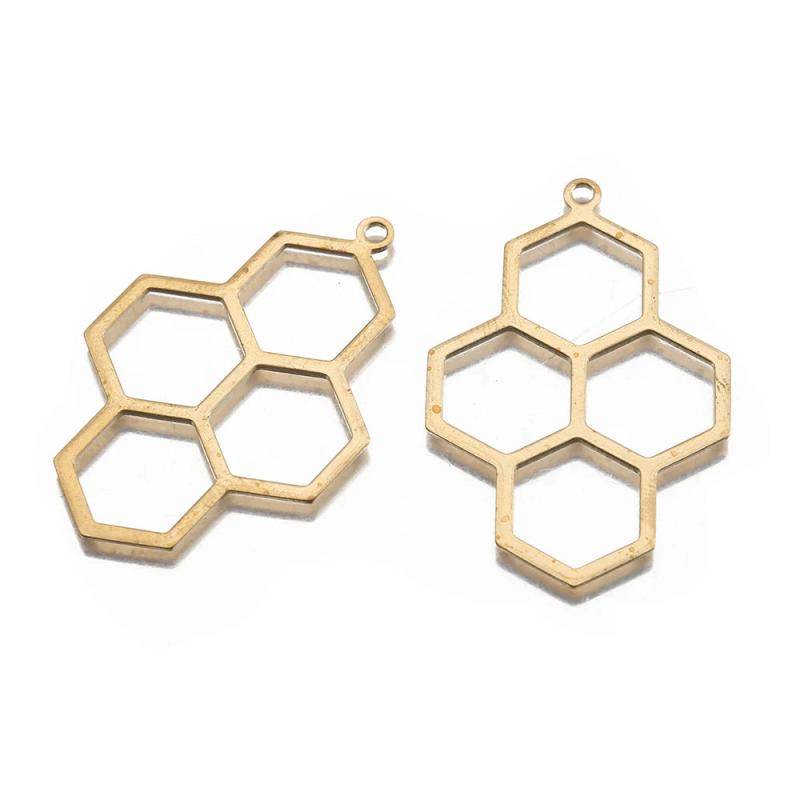 10Pcs Brass Bee Honeycomb Charm Bezel Pendant Frame Blank Setting