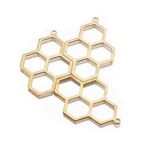 10Pcs Brass Bee Honeycomb Charm Bezel Pendant Frame Blank Setting