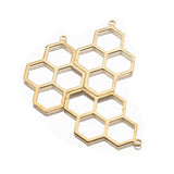 10Pcs Brass Bee Honeycomb Charm Bezel Pendant Frame Blank Setting