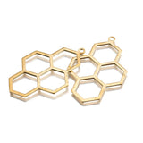 10Pcs Brass Bee Honeycomb Charm Bezel Pendant Frame Blank Setting