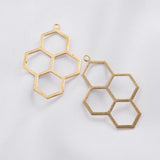 10Pcs Brass Bee Honeycomb Charm Bezel Pendant Frame Blank Setting