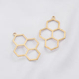 10Pcs Brass Bee Honeycomb Charm Bezel Pendant Frame Blank Setting