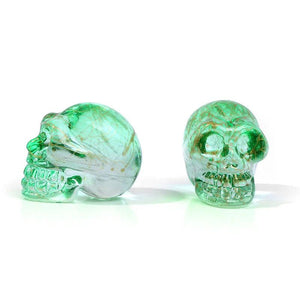 Colorful Skull Figurine Glass Carved Crystal Skeleton Pendant