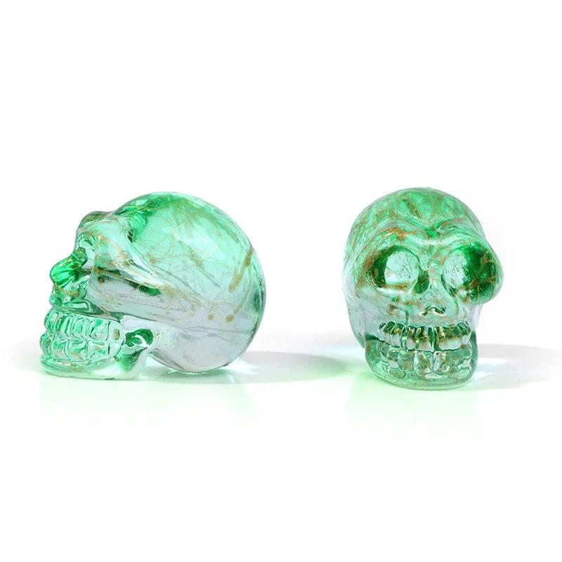Colorful Skull Figurine Glass Carved Crystal Skeleton Pendant