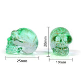 Colorful Skull Figurine Glass Carved Crystal Skeleton Pendant