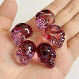 Colorful Skull Figurine Glass Carved Crystal Skeleton Pendant