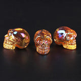 Colorful Skull Figurine Glass Carved Crystal Skeleton Pendant
