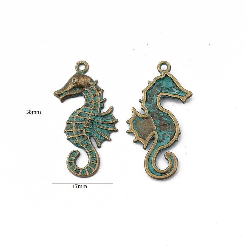 10Pcs Sea Horse Charms for DIY Necklace Making Patina Greek Animal Pendants