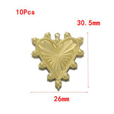 10Pcs Raw Brass Sacred Heart Charms for Jewelry Making