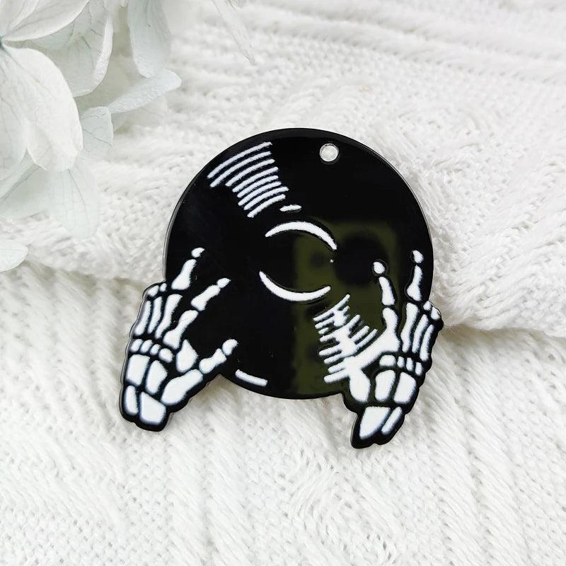 10pcs Ghost Hand Play Dish Acrylic Charms Earring Accessory DIY Halloween
