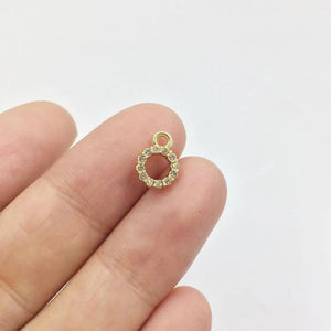 10pcs/7mm Tiny Circle Rhinestones Charms Pendant DIY Jewelry in 2 Colors