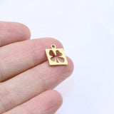 10pcs 10mm Stainless Steel High Polish Clover Pendant DIY Unfading Colorless