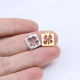 10pcs 10mm Stainless Steel High Polish Clover Pendant DIY Unfading Colorless