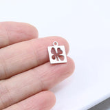 10pcs 10mm Stainless Steel High Polish Clover Pendant DIY Unfading Colorless