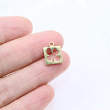 10pcs 10mm Stainless Steel High Polish Clover Pendant DIY Unfading Colorless