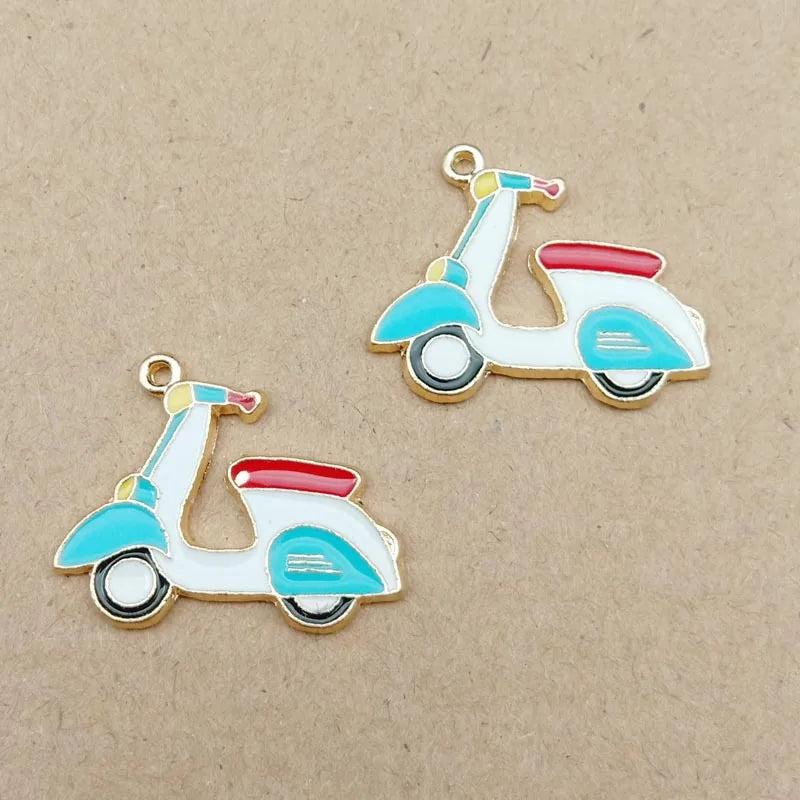 10pcs Motorcycle Bicycle Enamel Charms for Jewelry Making