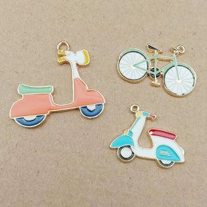 10pcs Motorcycle Bicycle Enamel Charms for Jewelry Making