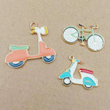 10pcs Motorcycle Bicycle Enamel Charms for Jewelry Making