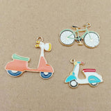10pcs Motorcycle Bicycle Enamel Charms for Jewelry Making