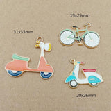 10pcs Motorcycle Bicycle Enamel Charms for Jewelry Making