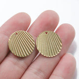 10Pcs Raw Brass Pleated Disc Charms Round Pendants For Diy Jewelry Making