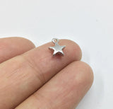 30pcs 6mm Mini Star Zinc Alloy Jewelry DIY 2 Colors Rhodium Silver