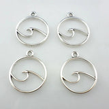 24pcs Tibetan Silver Ocean Wave Round Charms Pendants 20x23mm Jewelry Findings