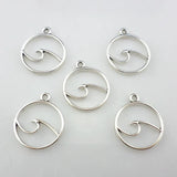 24pcs Tibetan Silver Ocean Wave Round Charms Pendants 20x23mm Jewelry Findings