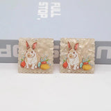 10pcs Acrylic Oil Painting Rabbit Earring Charms Animal Keychain Pendant
