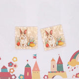 10pcs Acrylic Oil Painting Rabbit Earring Charms Animal Keychain Pendant