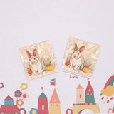 10pcs Acrylic Oil Painting Rabbit Earring Charms Animal Keychain Pendant