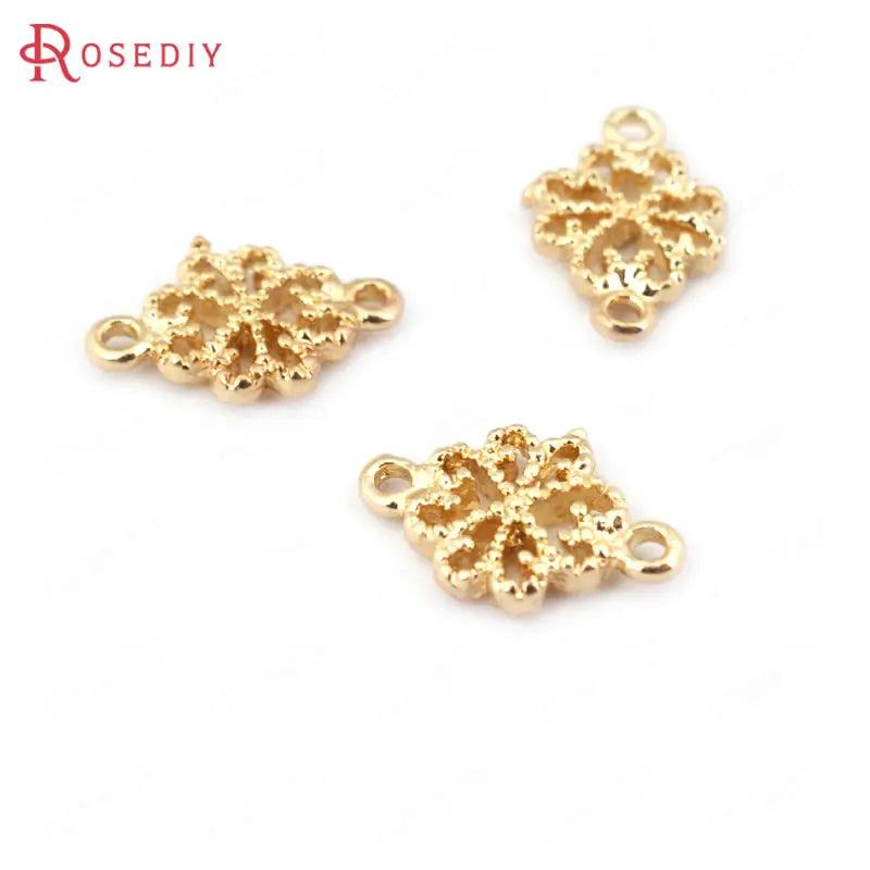 20PCS 11*8MM High Champagne Plated Brass Flower Connect Charms