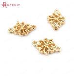 20PCS 11*8MM High Champagne Plated Brass Flower Connect Charms