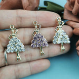 10pcs Ballerina Charms Earrings Rhinestone Ballet Dancer Pendant