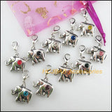 10Pcs Elephant Charms Crystal 18x20.5mm With Lobster Clasps