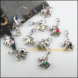 10Pcs Elephant Charms Crystal 18x20.5mm With Lobster Clasps