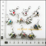 10Pcs Elephant Charms Crystal 18x20.5mm With Lobster Clasps