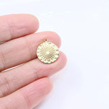 5pcs 15mm Stainless Steel High Round Flower Charms Pendant DIY Necklace Earrings