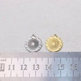 5pcs 15mm Stainless Steel High Round Flower Charms Pendant DIY Necklace Earrings