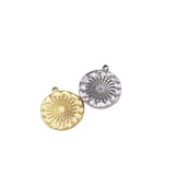 5pcs 15mm Stainless Steel High Round Flower Charms Pendant DIY Necklace Earrings