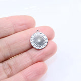 5pcs 15mm Stainless Steel High Round Flower Charms Pendant DIY Necklace Earrings