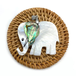 Mother of Pearl Shell Animal Pendant Lucky Elephant Turtle Fish Abalone Tree Cha