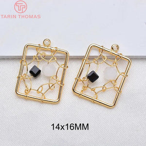 4PCS 24K Plated Heart Round Charms Pendants for Jewelry Making