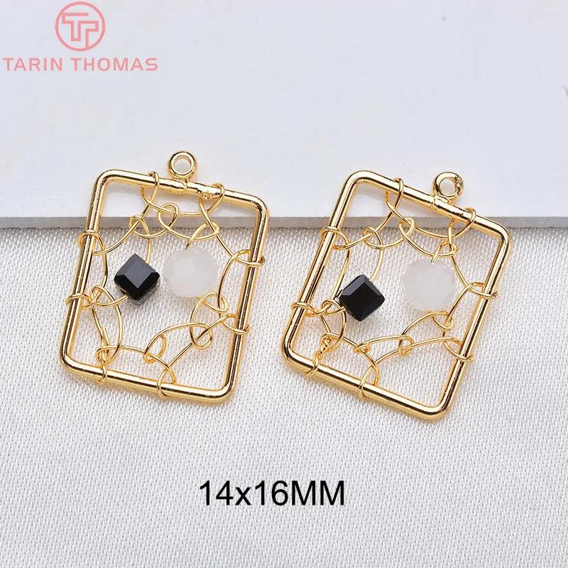 4PCS 24K Plated Heart Round Charms Pendants for Jewelry Making
