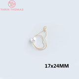 4PCS 24K Plated Heart Round Charms Pendants for Jewelry Making