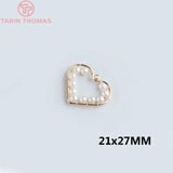4PCS 24K Plated Heart Round Charms Pendants for Jewelry Making