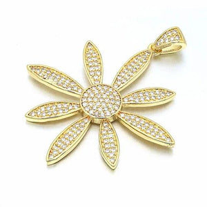 Brass CZ Flower Charms Pendants for DIY Jewelry Making