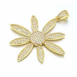Brass CZ Flower Charms Pendants for DIY Jewelry Making