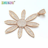 Brass CZ Flower Charms Pendants for DIY Jewelry Making