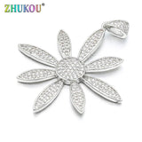 Brass CZ Flower Charms Pendants for DIY Jewelry Making